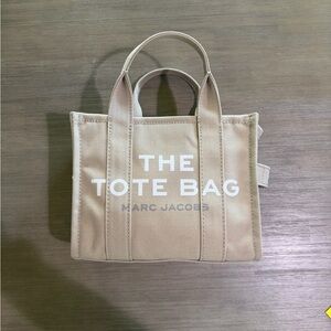 Marc Jacobs Beige Canvas Small Tote with White Logo